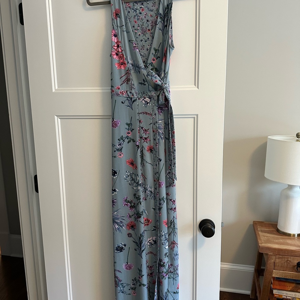 BCBGMaxAzria Floral Maxi Dress - Blue and Pink